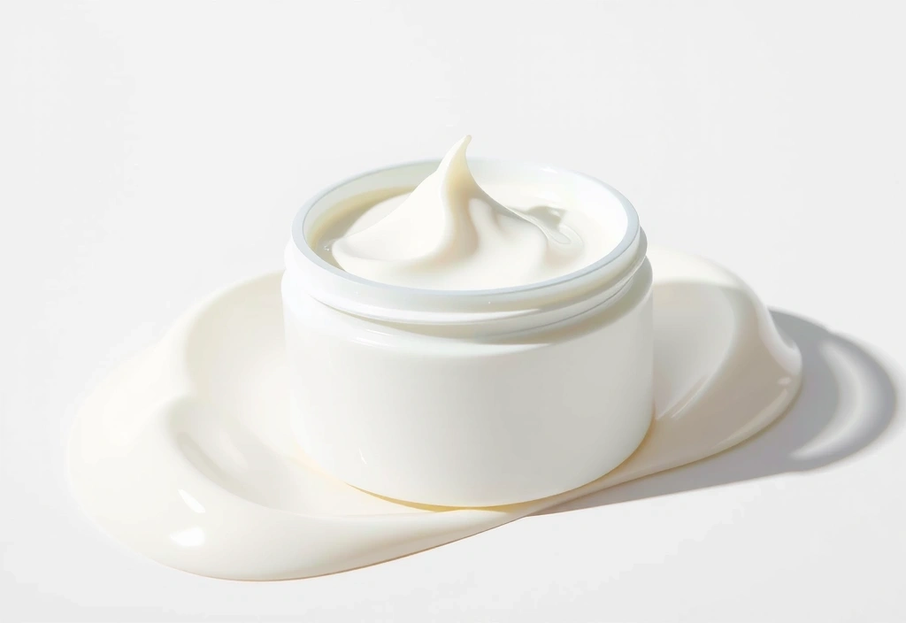 Luxurious white cream texture with water splash showing freshness and hydration